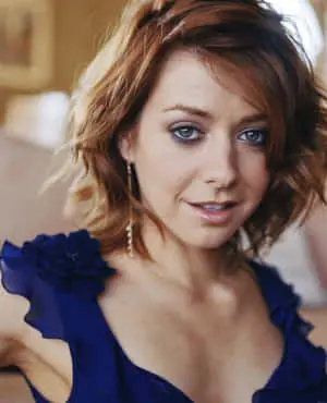 Alyson Hannigan smiling in a stunning photoshoot