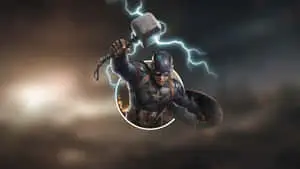 Captain America Worthy With Mjölnir And Shield