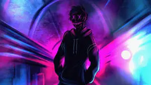Cool Anime Boy Neon Art