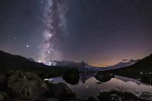 Cool Landscape With A White Nebula