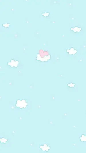 Cute Pastel Blue Aesthetic Clouds With Heart