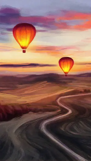 Hot Air Balloon Warm Colors Art
