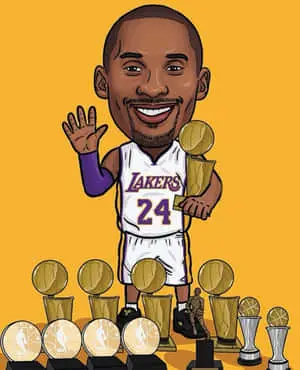 Kobe Bryant Cartoon Trophies