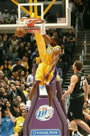 Kobe Bryant performing an iconic dunk 