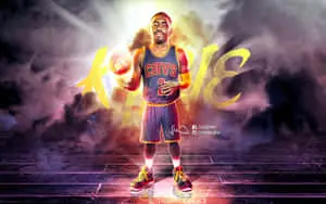 Kyrie Irving looking cool as he dribbles down the court 