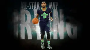  Kyrie Irving looking cool in a black and white portrait