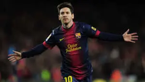 A rare cool shot of Lionel Messi mid-game.