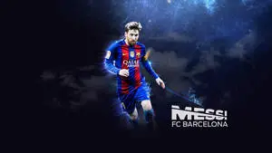 Messi Barcelona In Blue Cloudy Backdrop