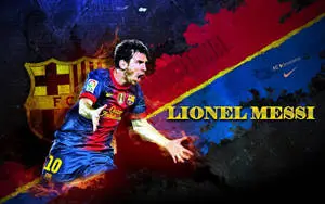 Messi Barcelona In Blue Red Abstract