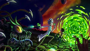Bring home the fun interstellar adventures of Rick and Morty with this vibrant 1920x1080 wallpaper.