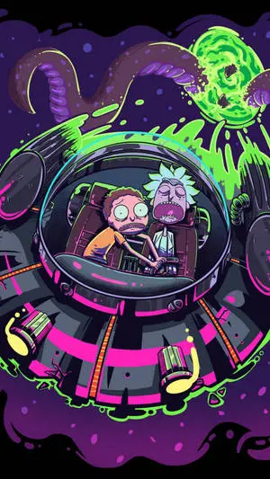 Rick And Morty Chased By Tentacle Tablet