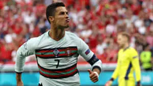 Cristiano Ronaldo in action during a football match