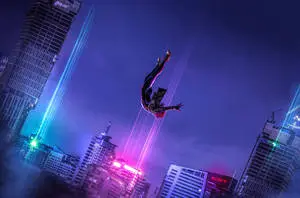 Spider Man Into The Spider Verse Pinkish-Purple Background