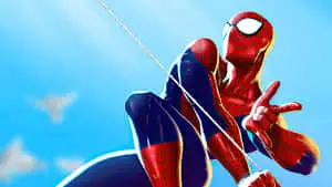 Spider-Man unleashing his web-shooters in action
