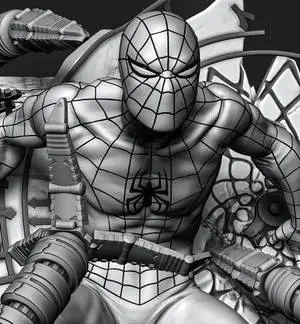 Miles Morales as Spider Man in front of the ESU university