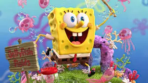 spongebob squarepants - a cartoon character with a sign