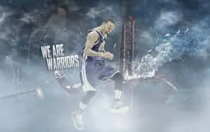 a basketball player is jumping in the air with the words we are warriors