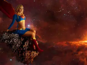 Supergirl In Red Night Sky