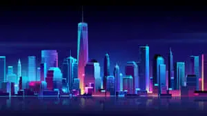 Synthwave City Blue Aesthetic